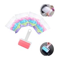 Kit Saco de Lavar Roupa e Rolo Tira Pluma Pelo De Roupa Lavável
