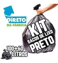 Kit Saco De Lixo 100 + 60 Lts Super Reforçado Preto