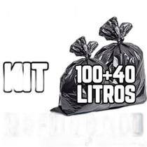 Kit Saco De Lixo 100un 100l E 100un 40l Preto Reforçado