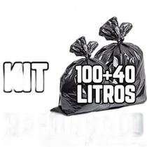 Kit Saco De Lixo 100un 100l E 100un 40l Preto Reforçado Kit Saco De Lixo 100un 100l E 100un 40l Preto Reforçado