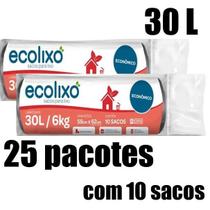 Kit Saco De Lixo 30L Preto C/10Un - Ecolixo (25 Pacotes) Kit Saco De Lixo 30L Preto C/10Un - Ecolixo (25 Pacotes)