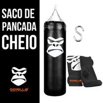 Kit saco de Pancada 90x100 CHEIO + Par de luva Bate Saco Adulto Treino Luta Original