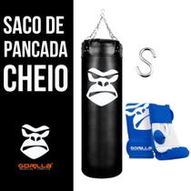 Kit saco de Pancada 90x100 CHEIO + Par de luva Bate Saco Adulto Treino Luta Original