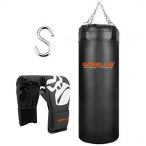 Kit Saco de pancada Profissional 70Cm Luva Bate Saco Pro Adulto Gorilla Boxe Muay Thai Treino Luta