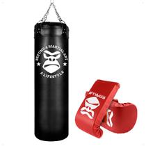Kit Saco De Pancada Profissional Reforçado 120cm e Luva Bate Saco Gorilla Boxe MuayThai