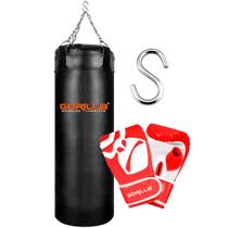 Kit Saco de pancadas 70x90 cheio + Luva Bate saco Treino Academia Artes Marciais Luta Gorilla