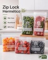 Kit Saco Hermético Zip Lock Reutilizável Freezer Geladeira 18x23cm Não Vaza BPA Free Kit Saco Hermético Zip Lock Reutilizável Freezer Geladeira 18x23cm Não Vaza BPA Free