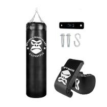 Kit Saco Pancada Profissional Reforçado 120 Cm + Luva Bate Saco + Suporte Teto Retangular Gorilla