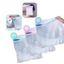 Kit Saco para Lavar Roupas 3 Unidades (P, M, G) Protetor De Lingerie Roupa Íntima Tecido Delicado