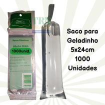 Kit Saco Plástico para Geladinho Gourmet 1000 Unidades 5x24cm Alta Qualidade Kit Saco Plástico para Geladinho Gourmet 1000 Unidades 5x24cm Alta Qualidade