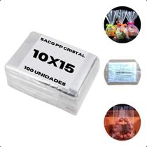 Kit Saco Transparente Cristal Sem Aba PP BOPP Embalagem Saquinho Plástico Reforçado 10x15 - 100 Unidades