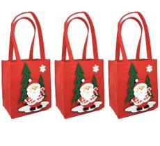 Kit Sacola Decorativa Feltro Natal Papai Noel 30cm 3 Unidades - Master Christmas