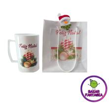 Kit sacolinha + caneca Feliz Natal