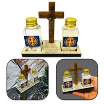 Kit Sacramental Medalha de São Bento - Água Sal e Crucifixo