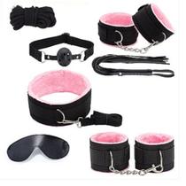 Kit Sado BDSM Coleira Modarça Algema Tornozeleira Venda ROSA Kit Sado BDSM Coleira Modarça Algema Tornozeleira Venda ROSA