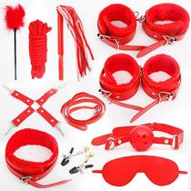 Kit sado com 11 produtos de couro e pelúcia para prazer e fetiche Kit sado com 11 produtos de couro e pelúcia para prazer e fetiche