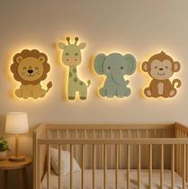 Kit Safari Iluminado Enfeite De Parede Decorativo 4 Peças Kit Safari Iluminado Enfeite De Parede Decorativo 4 Peças