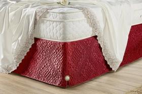 Kit Saia Cama Box Queen Seda Luxo + Protetor Colchão Impermeável Vermelho