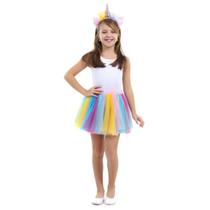 Kit Saia e Tiara Unicórnio Infantil - Carnaval
