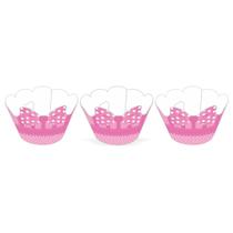 Kit saia p/ cupcake estampada laço rosa c/ 36 un - nc toys Kit saia p/ cupcake estampada laço rosa c/ 36 un - nc toys