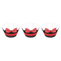 Kit saia p/ cupcake estampada laço vermelho c/ 36 un-nc toys Kit saia p/ cupcake estampada laço vermelho c/ 36 un-nc toys