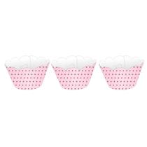 Kit saia p/ cupcake estampada poá rosa/marrom c/36un-nc toys Kit saia p/ cupcake estampada poá rosa/marrom c/36un-nc toys