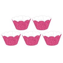 Kit saia p/ cupcake glitter pink c/ 60 un - nc toys