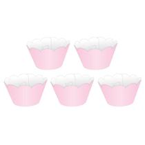 Kit saia p/ cupcake rosa c/ 60 un - nc toys