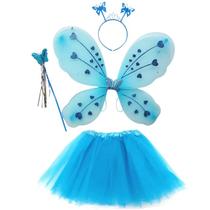 Kit Saia tule + Asa de borboleta Fantasia Saia, Asa, Varinha e Tiara Tule Glitter