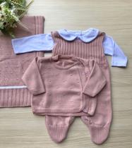 Kit saída de maternidade Happy em tricot 4 peças