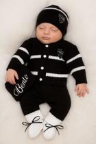 Kit Saída de Maternidade Tricô Atlético Mineiro Galo 6 Peça Personalizado com o nome do Bebê