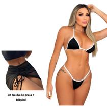 Kit Saída De Praia + Biquíni Fio Dental Bronzeamento Marquin Kit Saída De Praia + Biquíni Fio Dental Bronzeamento Marquin