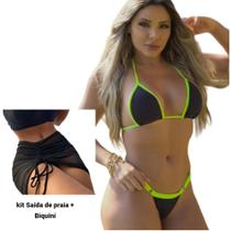 Kit Saída De Praia + Biquíni Fio Dental Bronzeamento Marquin