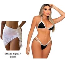 Kit Saída De Praia + Biquíni Fio Dental Bronzeamento Marquin