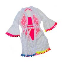 Kit Saída De Praia Infantil E Biquíni Neon Meninas Novidade Kit Saída De Praia Infantil E Biquíni Neon Meninas Novidade