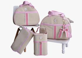 Kit Saída Maternidade 4 Peças Bolsa Bebê Luxo Varias Cores rosa