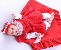 Kit saida maternidade bebê menina vermelha - zoe 04 peças Kit saida maternidade bebê menina vermelha - zoe 04 peças