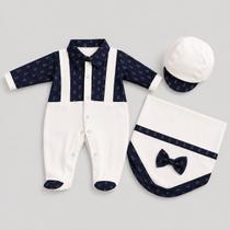 Kit Saída Maternidade Bebê Menino RN Antialérgico Luxo Kit 4 Peças