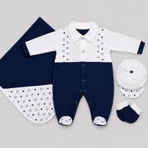 Kit Saída Maternidade Bebê Menino RN Antialérgico Luxo Kit 4 Peças Kit Saída Maternidade Bebê Menino RN Antialérgico Luxo Kit 4 Peças