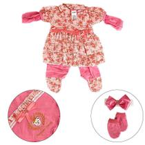Kit Saida Maternidade Bebê Reborn Mantinha 5Pç Flor Pink - Cegonha Reborn Dolls