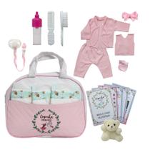 Kit Saida Maternidade com Roupa, Bolsa Bege e Acessórios