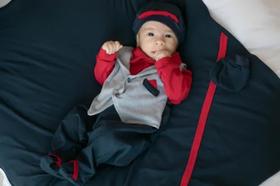 Kit Saída Maternidade Menino Azul Vermelho Cinza Com Colete - BellaDonna Baby