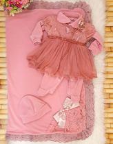Kit Saída Maternidade Rosê Plush Inverno Completa Princesinha Luxo - Baby's