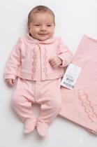 Kit Saída Maternidade Tricô Luxo Bebê Menina Paraiso 19231 - Kit Saída Maternidade Tricô Luxo Bebê Menina Paraiso 19231 -