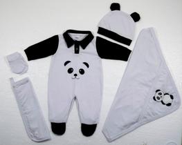Kit saída maternidade urso panda 5 peças menina menino
