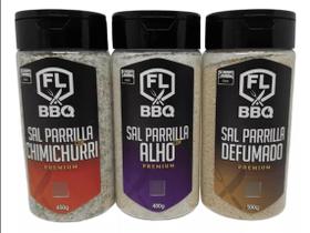 Kit sal de parrilla chimichurri com alho , e defumado flbbq - kit flbbq