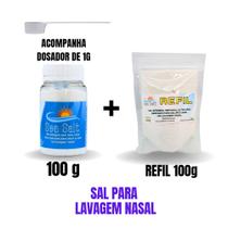 Kit Sal P/ Lavagem Nasal Pote 100g c/ Dosador + Refil 100g Kit Sal P/ Lavagem Nasal Pote 100g c/ Dosador + Refil 100g