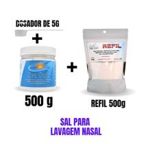 Kit Sal P/ Lavagem Nasal Pote 500g c/ Dosador + Refil 500g Kit Sal P/ Lavagem Nasal Pote 500g c/ Dosador + Refil 500g