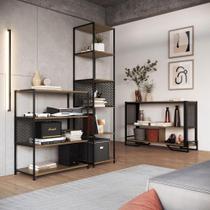Kit Sala de Estar Estilo Industrial c/ Aparador e 2 Estantes Kit Sala de Estar Estilo Industrial c/ Aparador e 2 Estantes