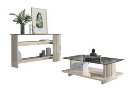 Kit Sala de Estar Frizz com Aparador e Mesa de Centro Calacata e Off White Liberty Móveis